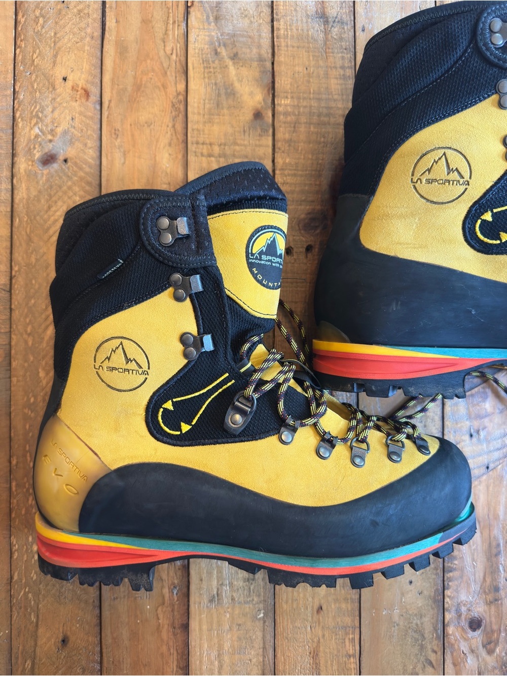 La Sportiva Yellow and Black Mountaineering Boots with Multicolor Sole